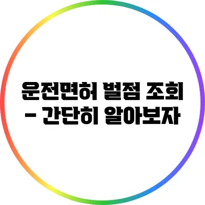 운전면허 벌점 조회 – 간단히 알아보자