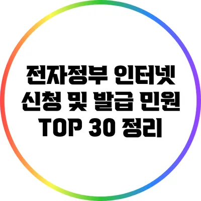 전자정부 인터넷 신청 및 발급 민원 TOP 30 정리