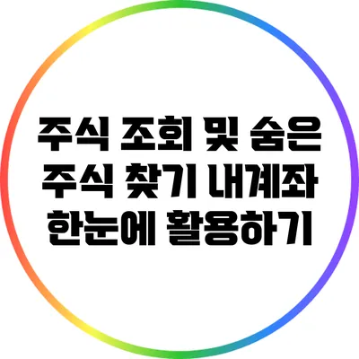 주식 조회 및 숨은 주식 찾기: 내계좌 한눈에 활용하기