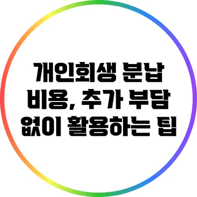 개인회생 분납 비용, 추가 부담 없이 활용하는 팁