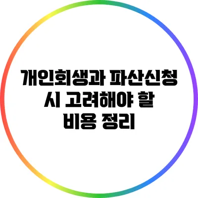 개인회생과 파산신청 시 고려해야 할 비용 정리