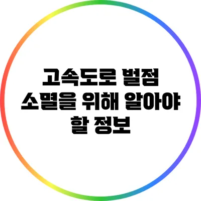 고속도로 벌점 소멸을 위해 알아야 할 정보