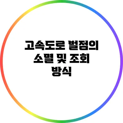 고속도로 벌점의 소멸 및 조회 방식
