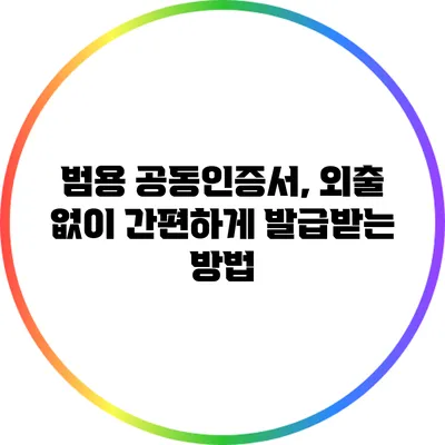 범용 공동인증서, 외출 없이 간편하게 발급받는 방법