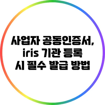 사업자 공동인증서, iris 기관 등록 시 필수 발급 방법