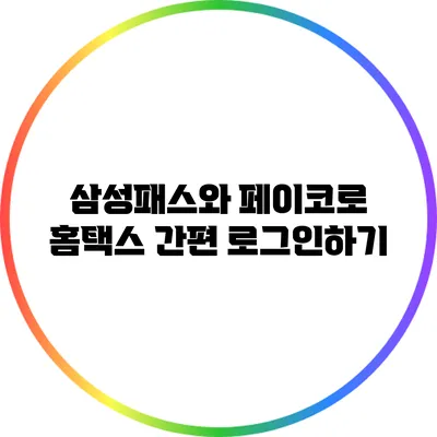 삼성패스와 페이코로 홈택스 간편 로그인하기