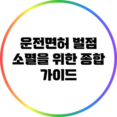 운전면허 벌점 소멸을 위한 종합 가이드