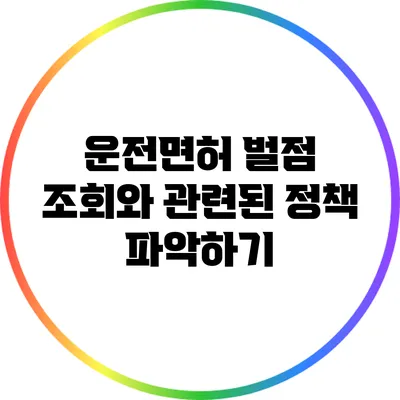 운전면허 벌점 조회와 관련된 정책 파악하기