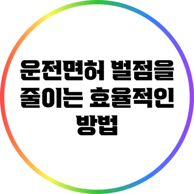 운전면허 벌점을 줄이는 효율적인 방법