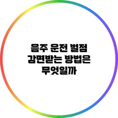 음주 운전 벌점 감면받는 방법은 무엇일까?