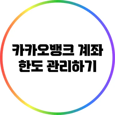 카카오뱅크 계좌 한도 관리하기