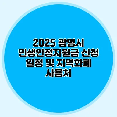 2025 광명시 민생안정지원금 신청 일정 및 지역화폐 사용처