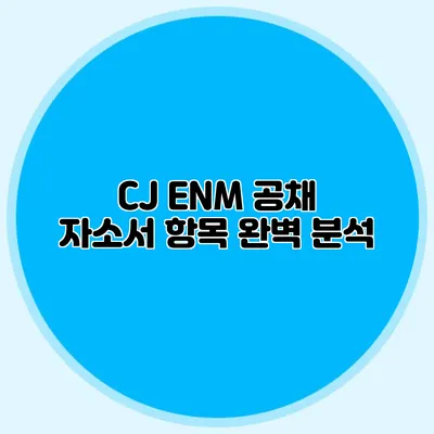 CJ ENM 공채 자소서 항목 완벽 분석