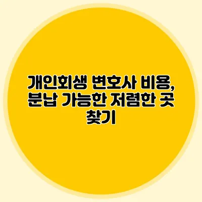 개인회생 변호사 비용, 분납 가능한 저렴한 곳 찾기