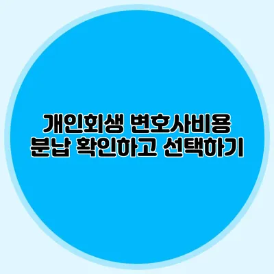 개인회생 변호사비용 분납 확인하고 선택하기