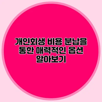 개인회생 비용 분납을 통한 매력적인 옵션 알아보기