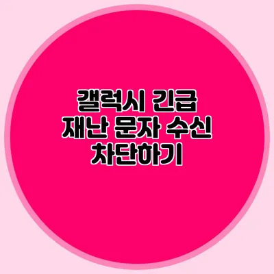 갤럭시 긴급 재난 문자 수신 차단하기