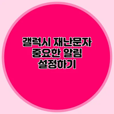 갤럭시 재난문자 중요한 알림 설정하기