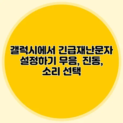 갤럭시에서 긴급재난문자 설정하기 무음, 진동, 소리 선택