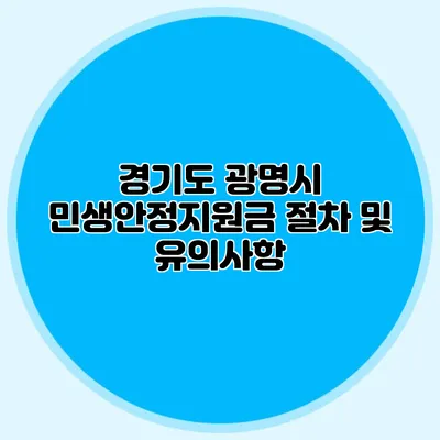 경기도 광명시 민생안정지원금 절차 및 유의사항