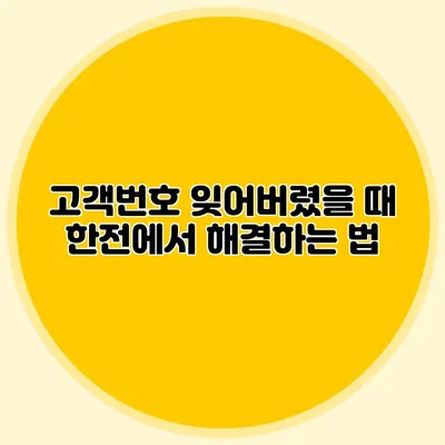 고객번호 잊어버렸을 때 한전에서 해결하는 법