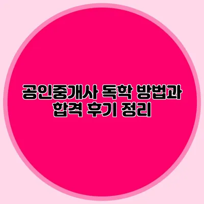 공인중개사 독학 방법과 합격 후기 정리