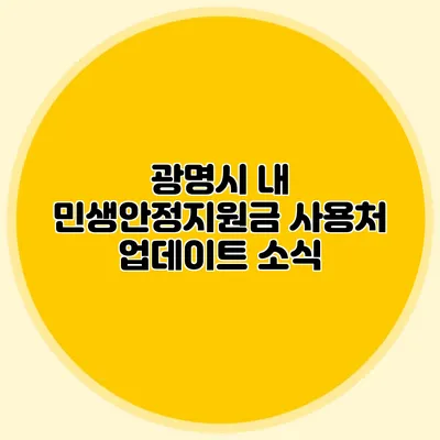 광명시 내 민생안정지원금 사용처 업데이트 소식