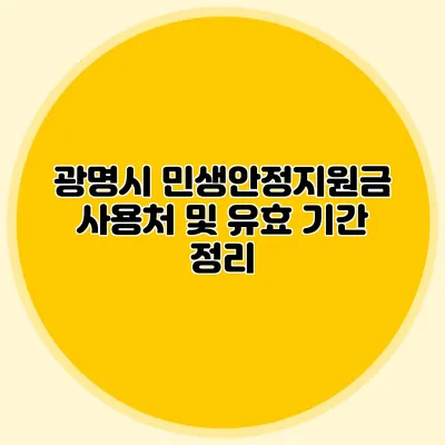 광명시 민생안정지원금 사용처 및 유효 기간 정리