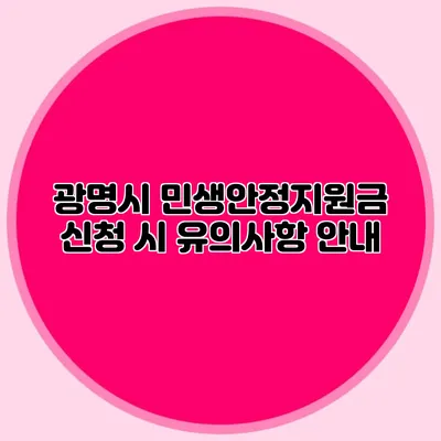 광명시 민생안정지원금 신청 시 유의사항 안내