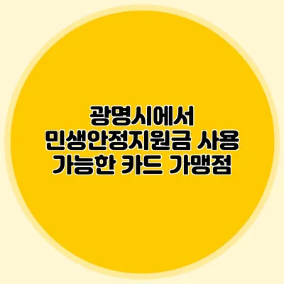 광명시에서 민생안정지원금 사용 가능한 카드 가맹점