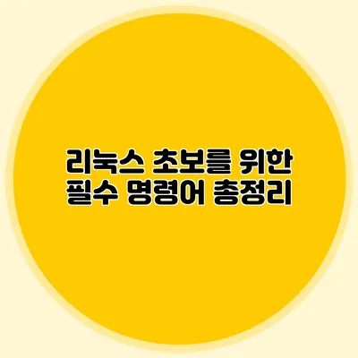 리눅스 초보를 위한 필수 명령어 총정리