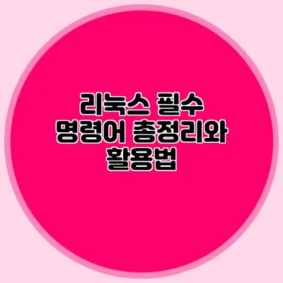 리눅스 필수 명령어 총정리와 활용법