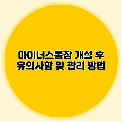 마이너스통장 개설 후 유의사항 및 관리 방법