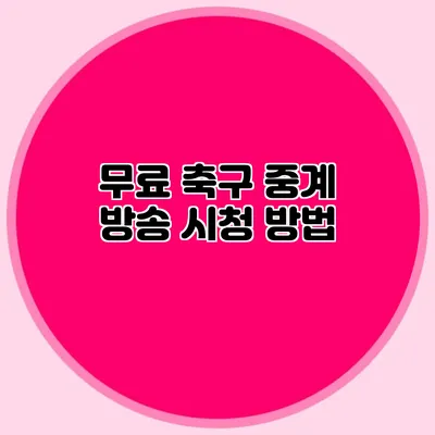 무료 축구 중계 방송 시청 방법