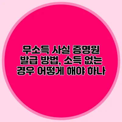 무소득 사실 증명원 발급 방법, 소득 없는 경우 어떻게 해야 하나?