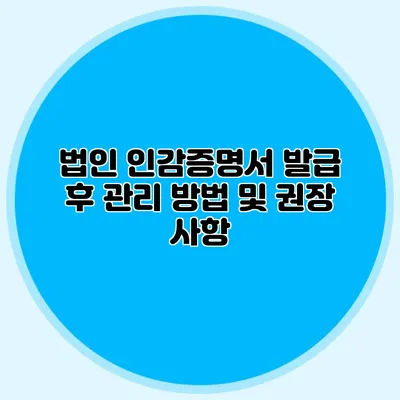 법인 인감증명서 발급 후 관리 방법 및 권장 사항