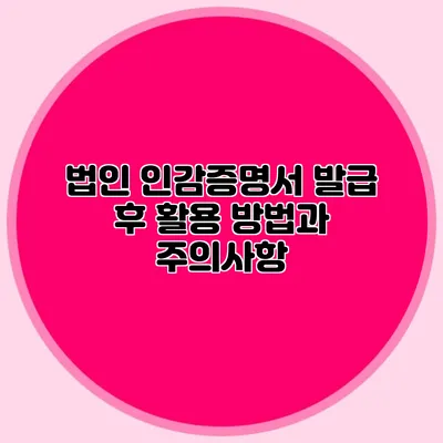 법인 인감증명서 발급 후 활용 방법과 주의사항