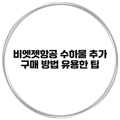 비엣젯항공 수하물 추가 구매 방법 유용한 팁