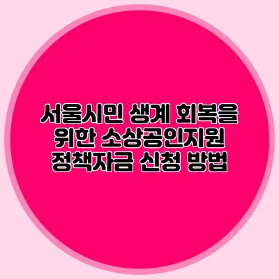 서울시민 생계 회복을 위한 소상공인지원 정책자금 신청 방법
