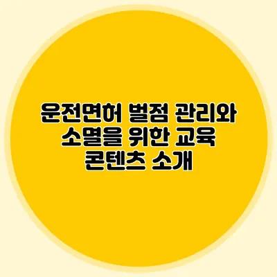 운전면허 벌점 관리와 소멸을 위한 교육 콘텐츠 소개