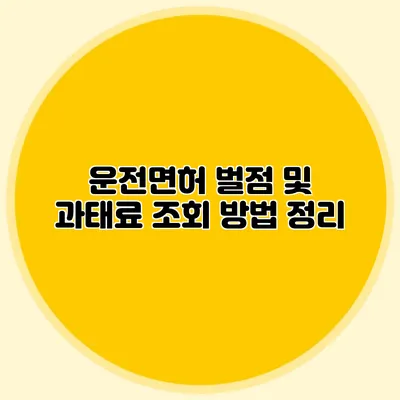 운전면허 벌점 및 과태료 조회 방법 정리