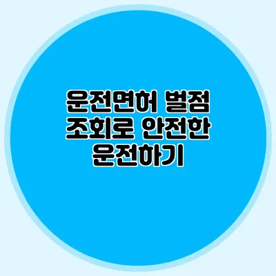 운전면허 벌점 조회로 안전한 운전하기