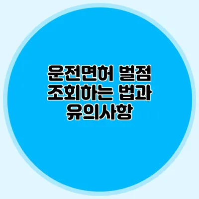 운전면허 벌점 조회하는 법과 유의사항