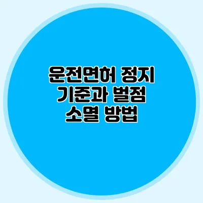 운전면허 정지 기준과 벌점 소멸 방법