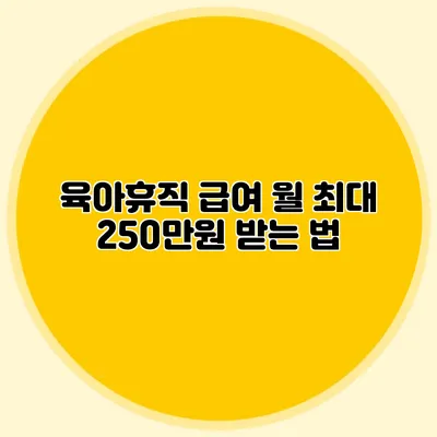 육아휴직 급여 월 최대 250만원 받는 법