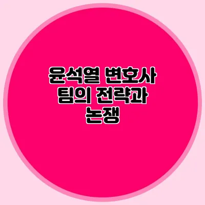 윤석열 변호사 팀의 전략과 논쟁