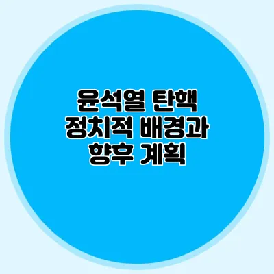 윤석열 탄핵 정치적 배경과 향후 계획