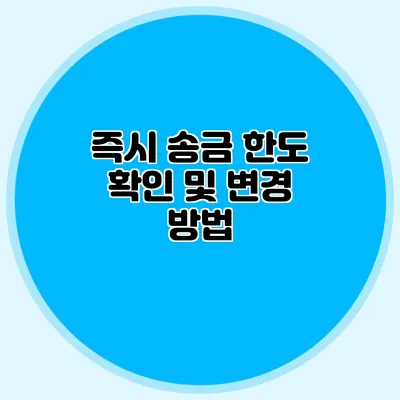 즉시 송금 한도 확인 및 변경 방법