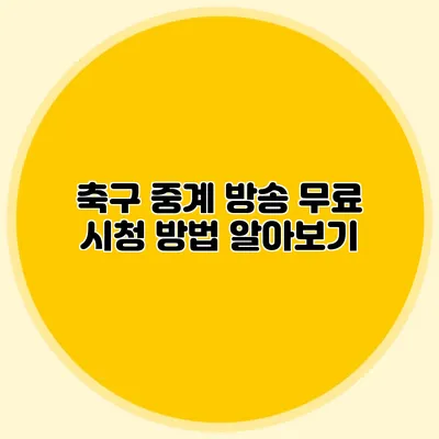 축구 중계 방송 무료 시청 방법 알아보기
