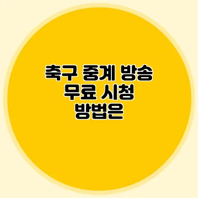 축구 중계 방송 무료 시청 방법은?